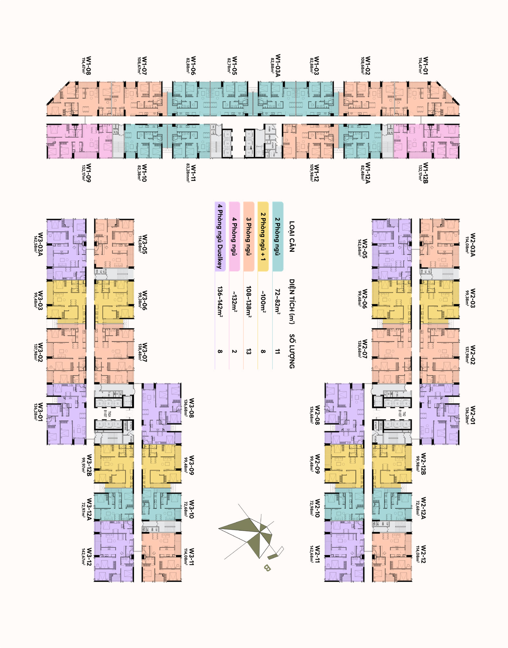 Mặt bằng căn hộ The Wisteria điển hình tầng 7 đến tầng 22